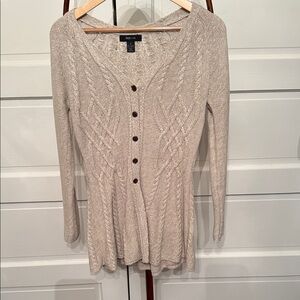 Style and co. Women's Beige Cable Knit Cardigan Sweater sml